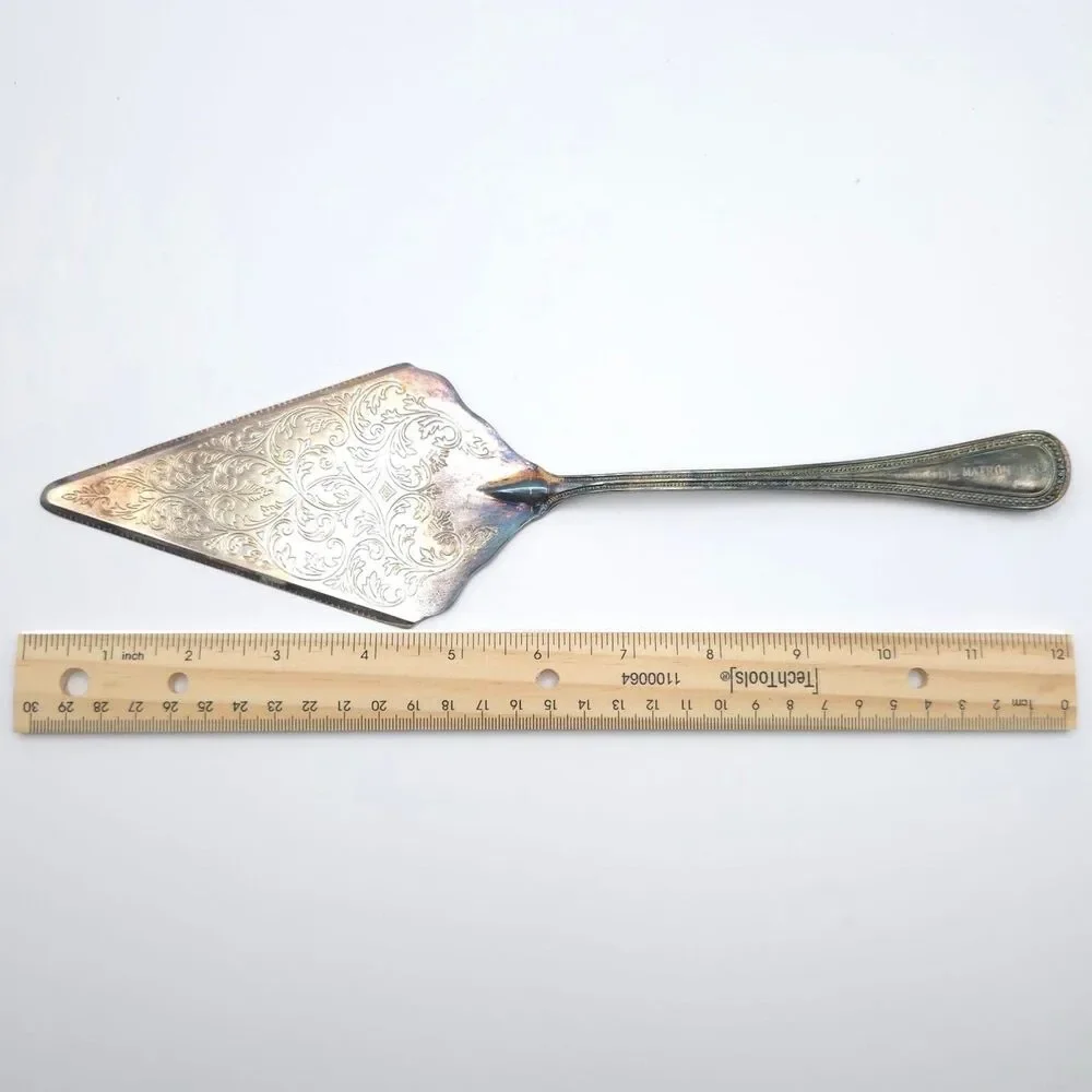 Vintage Silverplated ITALY‎ Cake Trowel Antique WORTHY MATRON 1982 Paisley
